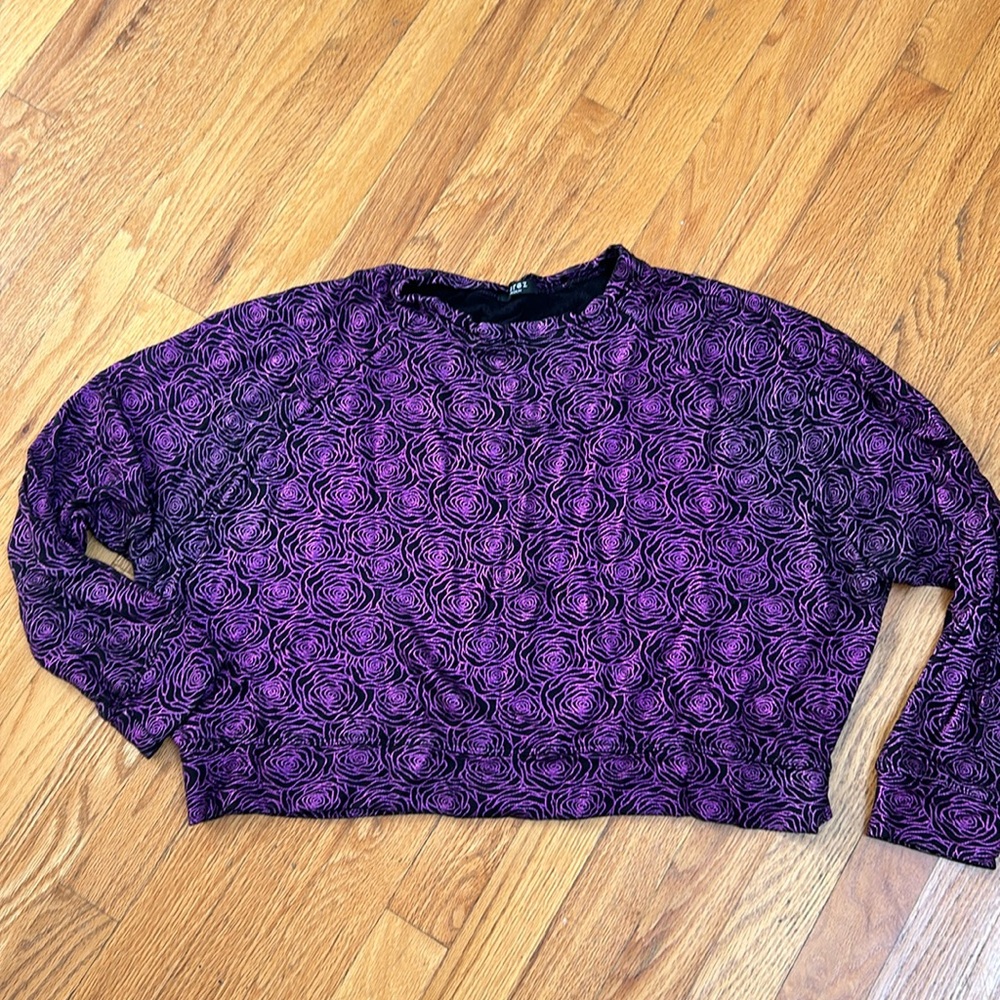 Terez metallic flower cropped sweatshirt